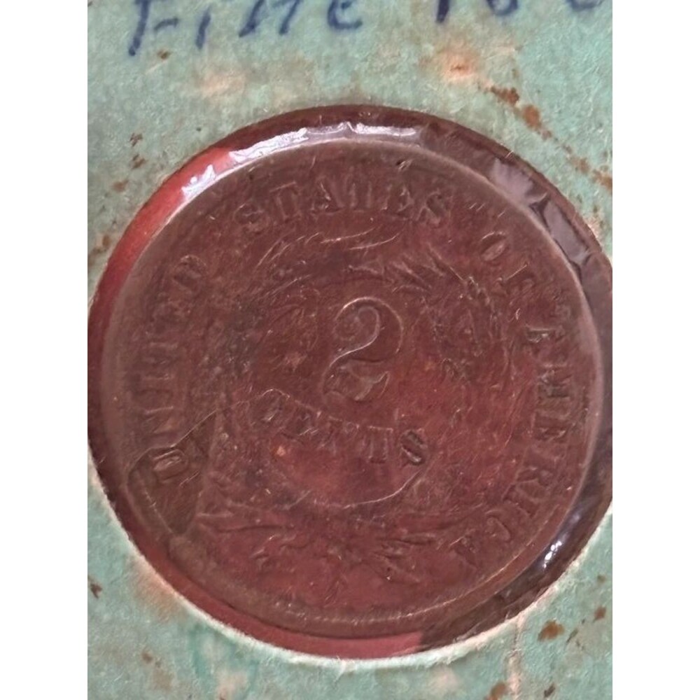 1865 United States Two Cent Piece - Civil War Era Copper Coin - Circulated